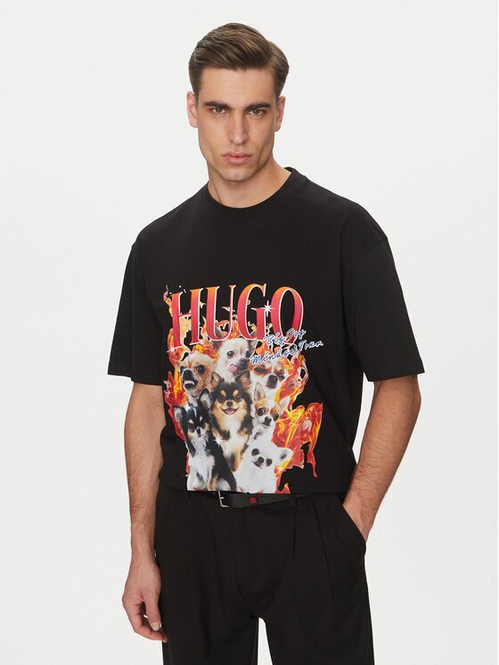 HUGO Тишърт Dugie 50538259 Екрю Oversize
