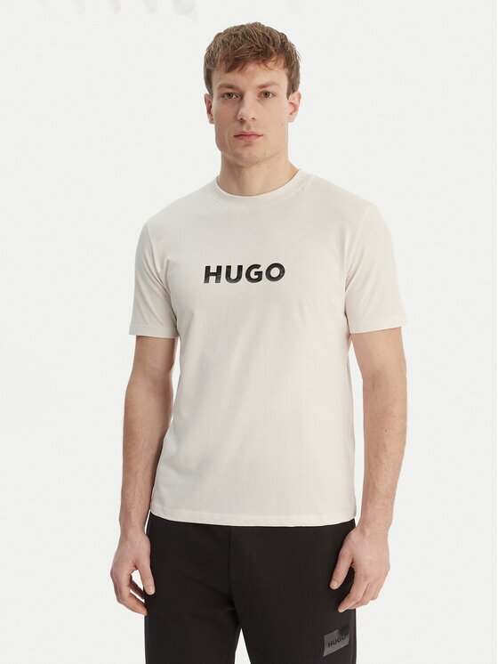 HUGO Тишърт Dumeo 50557437 Екрю Regular Fit
