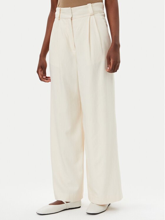 Ivy Oak Текстилни панталони Prescilla Ann IO115176 Екрю Wide Leg