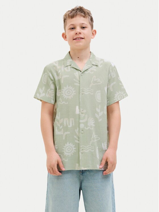 Jack & Jones Junior Риза Luke 12277298 Екрю Relaxed Fit