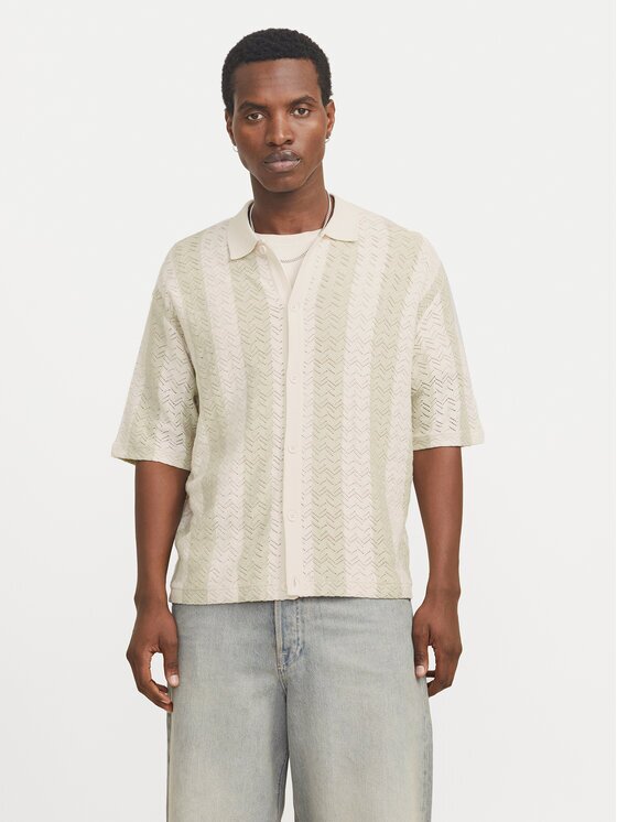 Jack & Jones Риза Tyler 12272863 Екрю Loose Fit