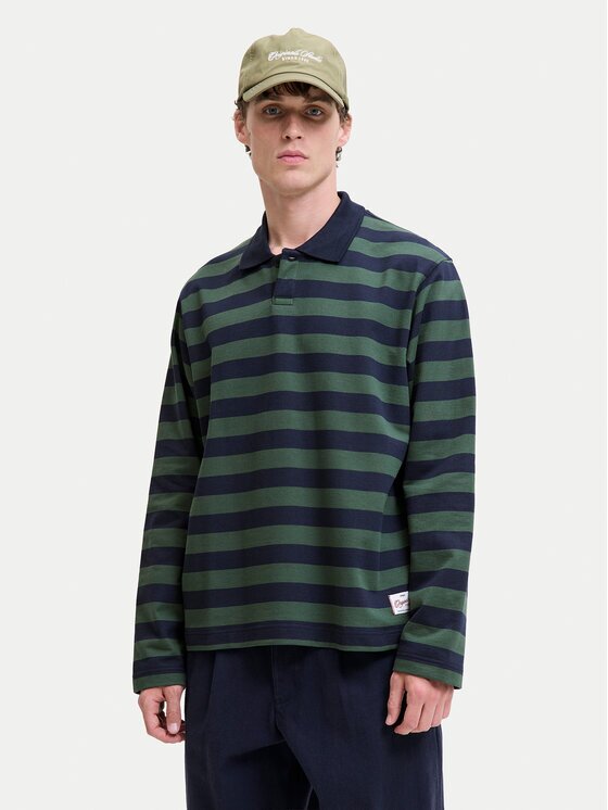 Jack & Jones Тениска с яка и копчета Bleecker 12285805 Loose Fit
