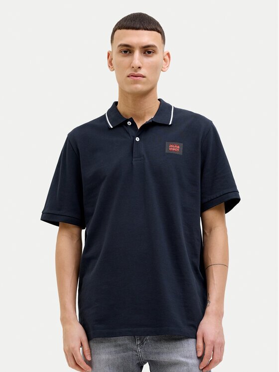 Jack & Jones Тениска с яка и копчета Hudson 12269238 Светлосиньо Regular Fit