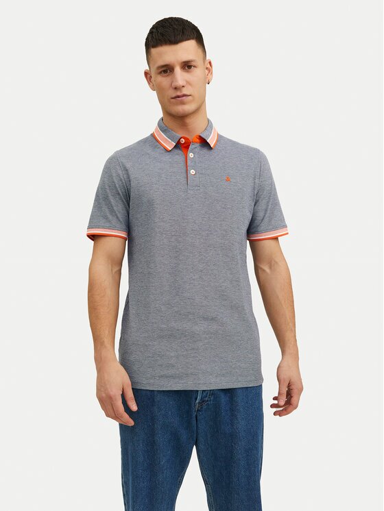 Jack & Jones Тениска с яка и копчета Paulos 12136668 Slim Fit