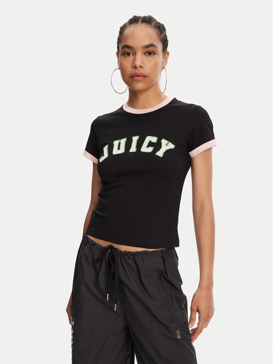 Juicy Couture Тишърт Collegiate Ringer JCWCT125320 Slim Fit