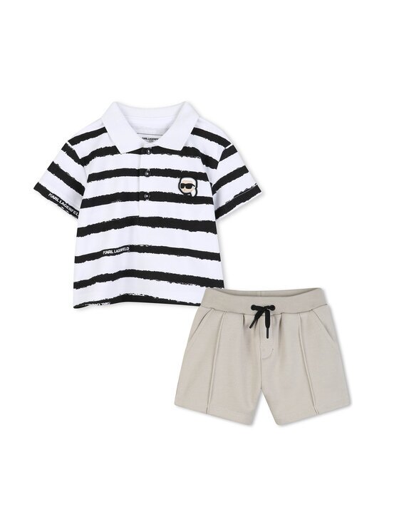 KARL LAGERFELD KIDS Комплект от тениска с яка и къси панталони Z31068 M Regular Fit