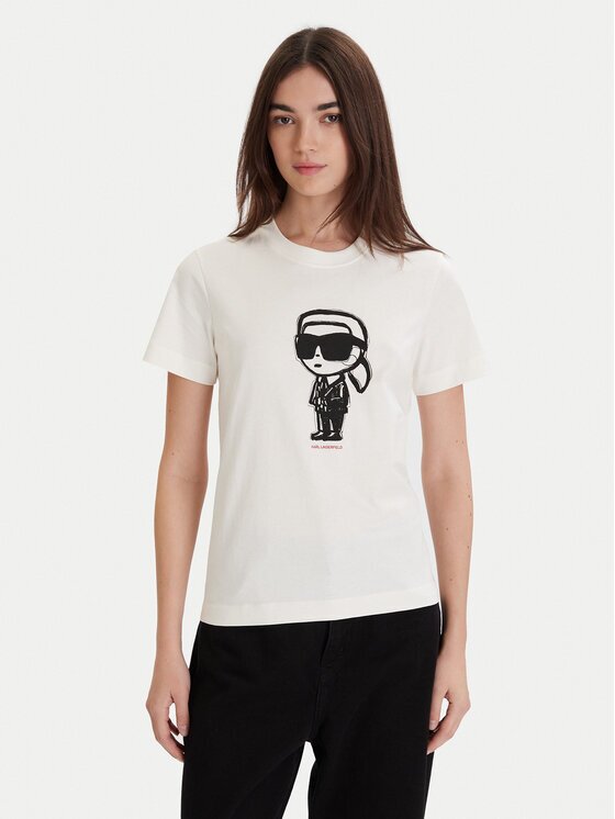 Karl Lagerfeld Тишърт A1W17126 Екрю Regular Fit