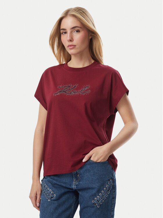 Karl Lagerfeld Тишърт Rhinestone B4W17048 Relaxed Fit