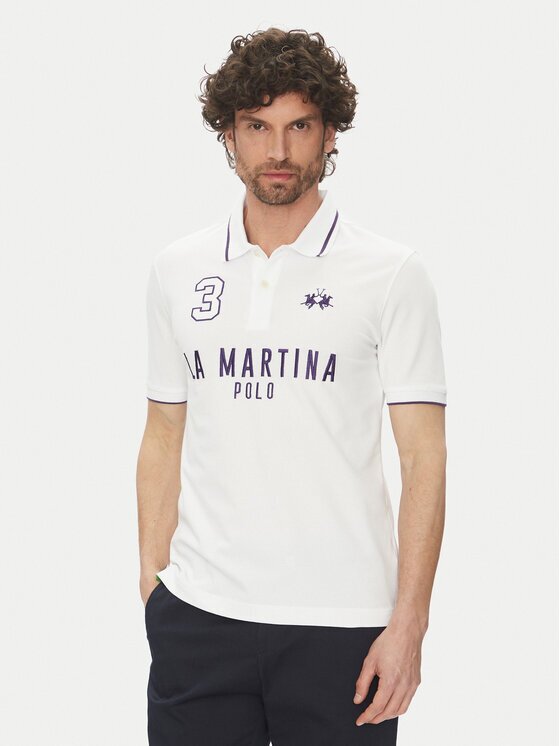 La Martina Тениска с яка и копчета Yeshayahu MAP320 PK001 Regular Fit