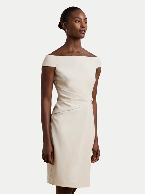 Lauren Ralph Lauren Коктейлна рокля 253936389003 Екрю Slim Fit