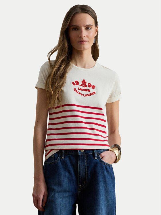 Lauren Ralph Lauren Тишърт 200B21056002 Екрю Relaxed Fit