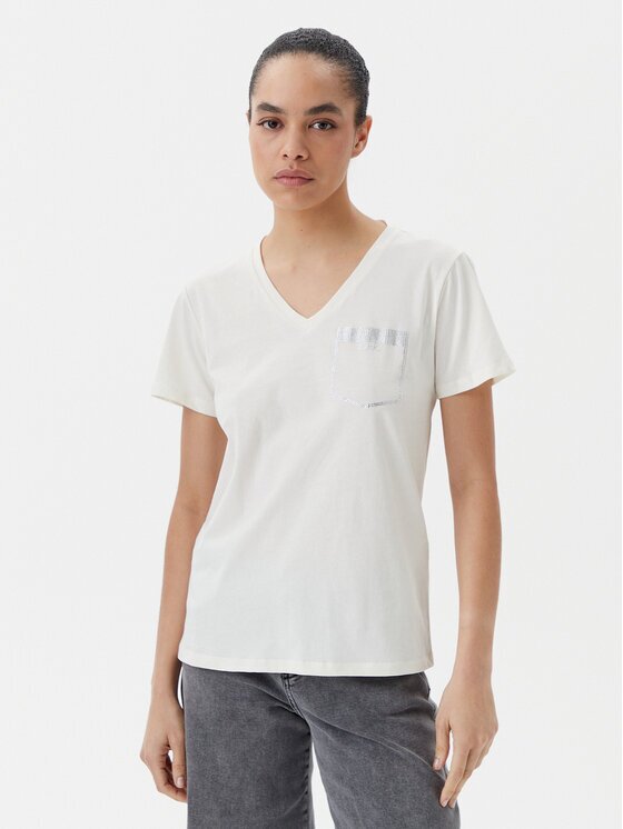 Liu Jo Sport Тишърт TA5172 JS923 Екрю Regular Fit