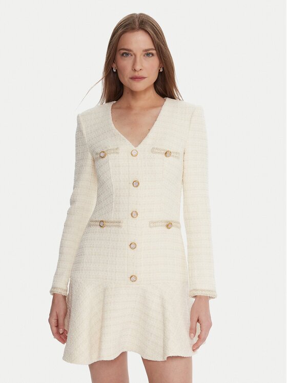 Marciano Guess Коктейлна рокля 5BGK36 7394A Екрю Regular Fit