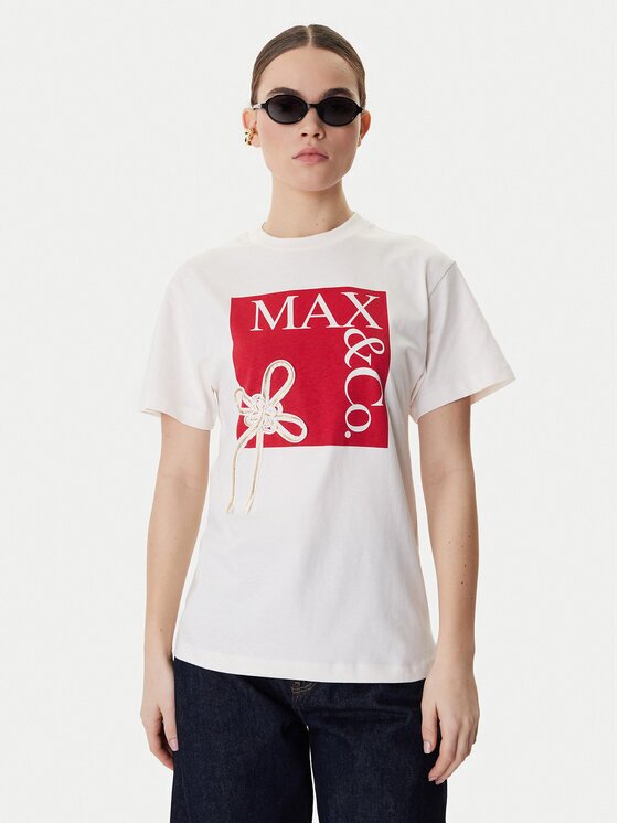 Max&Co. Тишърт Mcivolare 2618971016200 Екрю Regular Fit