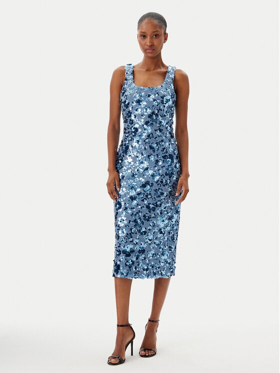 MICHAEL Michael Kors Коктейлна рокля MS5830EHHS Светлосиньо Slim Fit