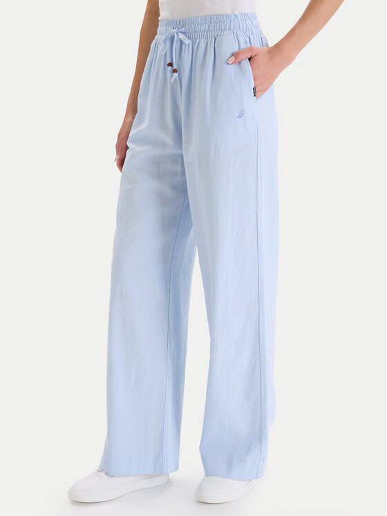 Nautica Текстилни панталони W126-NALTR-1020-23X Светлосиньо Wide Leg