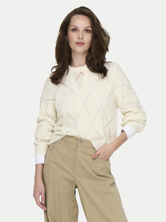 Only Пуловер Geena 15339575 Екрю Relaxed Fit