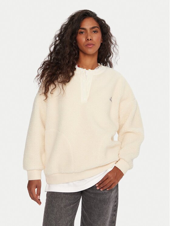 Quiksilver Полар Barranco EQWPF03000 Екрю Boxy Fit