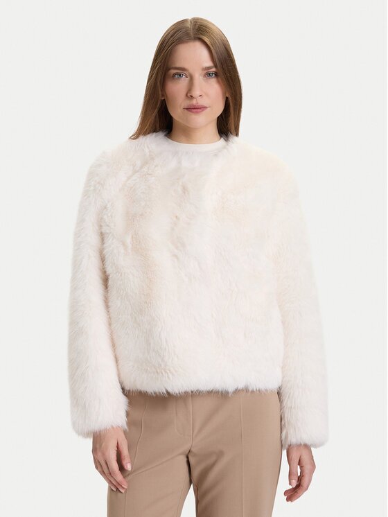 Rinascimento Кожено палто CFC0122217003 Екрю Regular Fit