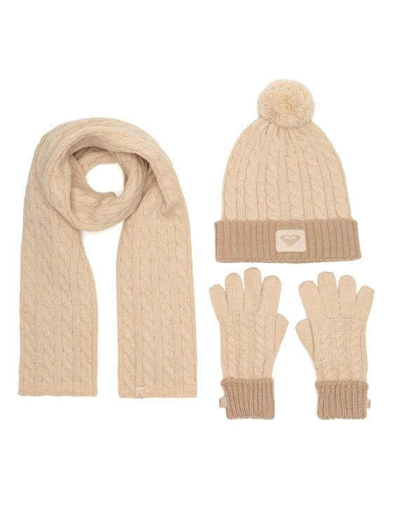 Roxy Комплект шапка шал и ръкавици RX-KF-001-AW24 Бежов