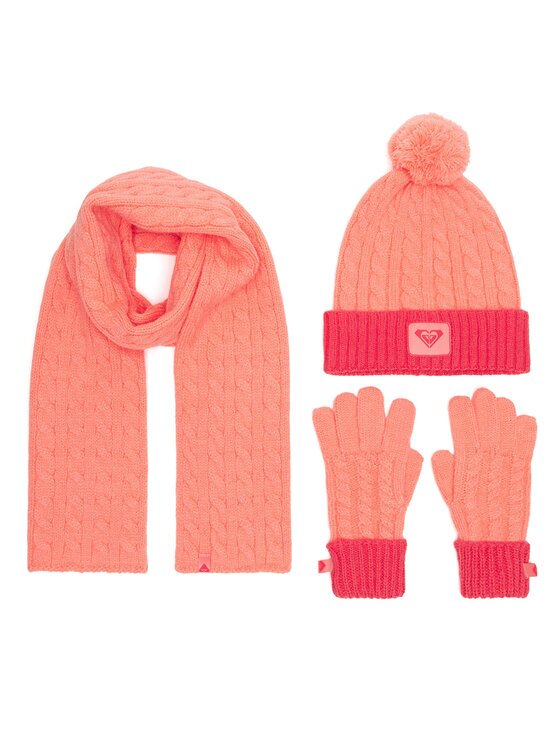 Roxy Комплект шапка шал и ръкавици RX-KF-001-AW24 Оранжев