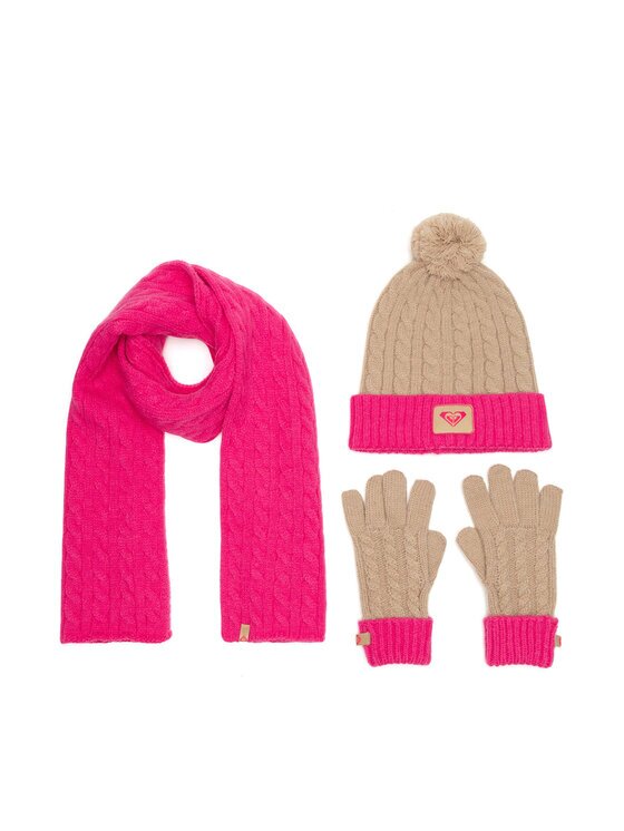 Roxy Комплект шапка шал и ръкавици RX-KF-001-AW24 Розов