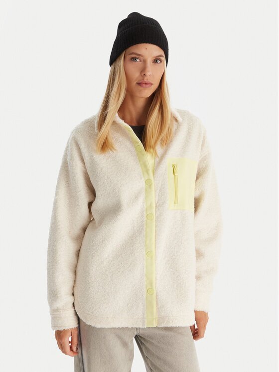 Roxy Полар Chloe Kim Polar Shacket ERJPF03231 Екрю Regular Fit