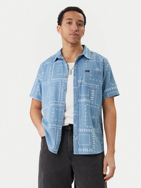 RVCA Риза Frame Chambray AVYWT00507 Светлосиньо Regular Fit