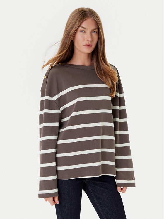 Tommy Hilfiger Блуза Gold Button WW0WW45760 Екрю Relaxed Fit