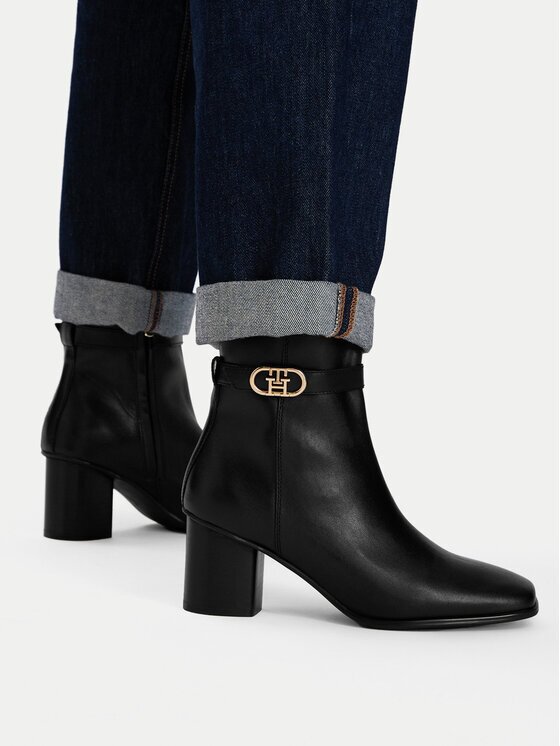 Tommy Hilfiger Боти Th Strap Leather Block Heel Boot FW0FW09488