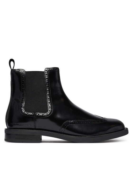 Tommy Hilfiger Боти тип челси Lth Abrasivato Brogue Chelsea FM0FM06079