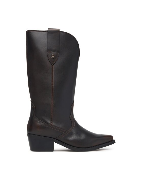 Tommy Hilfiger Ботуши Leather Mid Calf Western Boot FW0FW09798