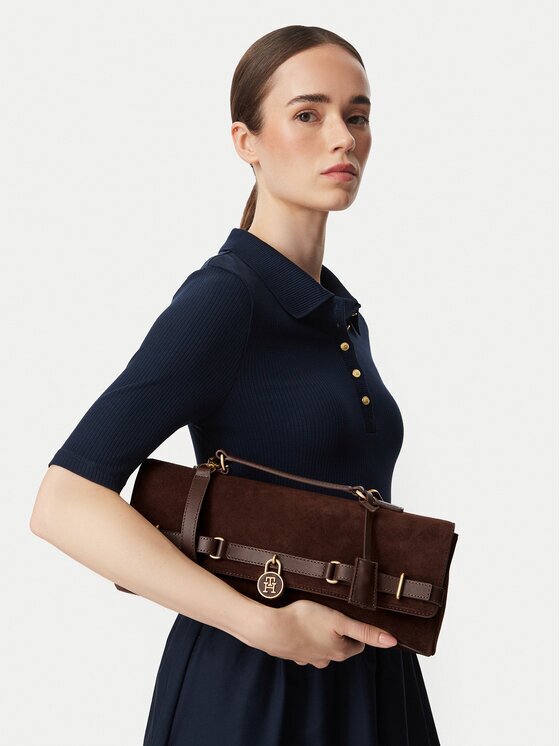 Tommy Hilfiger Дамска чанта American Icon Clutch Suede AW0AW19515