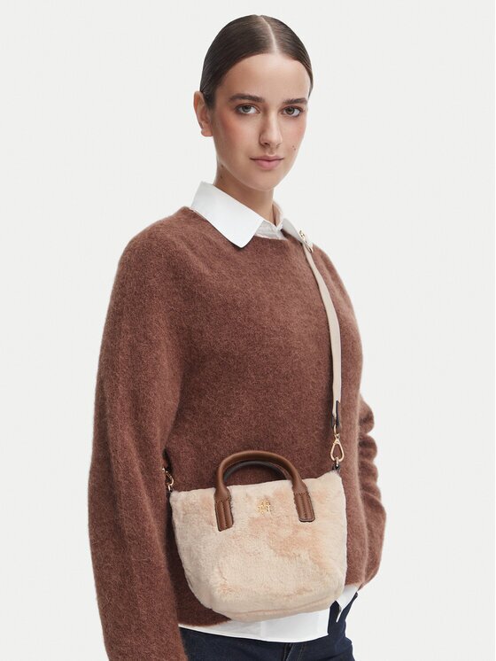 Tommy Hilfiger Дамска чанта Popette Micro Tote Faux Fur AW0AW19311