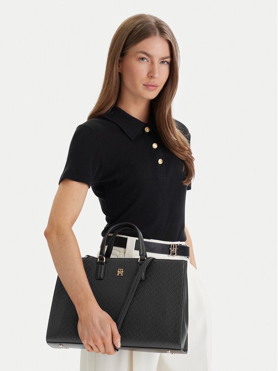 Tommy Hilfiger Дамска чанта Th Daily Satchel Mono AW0AW18418
