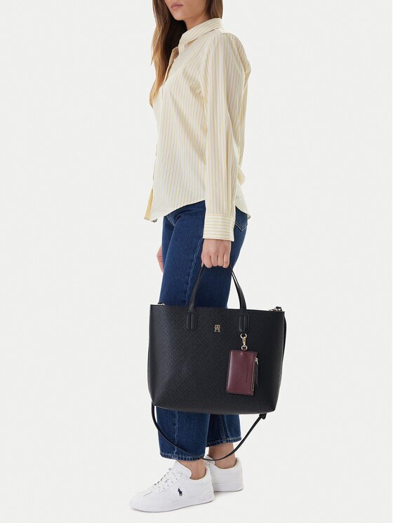 Tommy Hilfiger Дамска чанта Th Icon Satchel Mono AW0AW18123