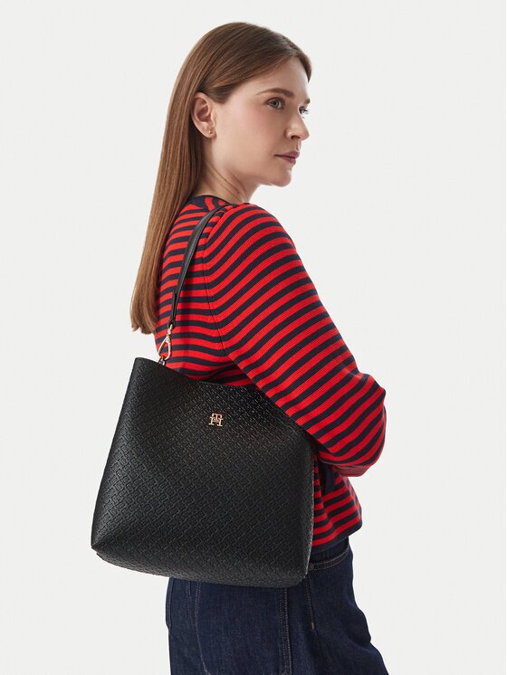 Tommy Hilfiger Дамска чанта Th Icon Shoulder Bag Mono AW0AW19000