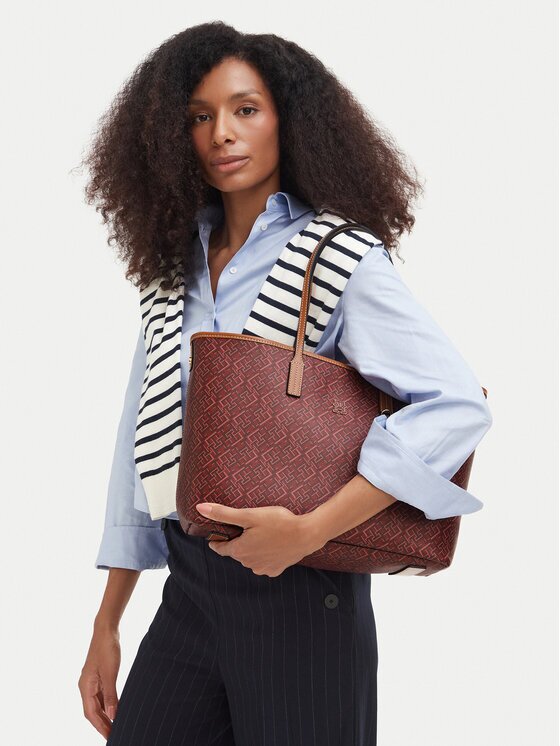 Tommy Hilfiger Дамска чанта Th Monoplay Leather Tote AW0AW17416