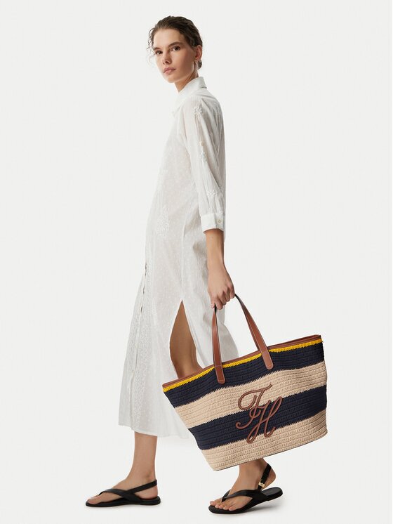 Tommy Hilfiger Дамска чанта Th Nautical Tote Crochet Str AW0AW18816
