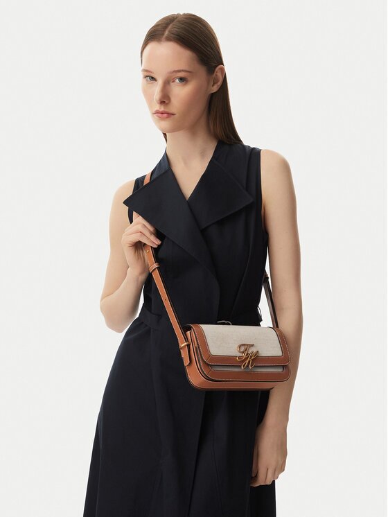 Tommy Hilfiger Дамска чанта Th Script Flap Crossover Canvas AW0AW18737