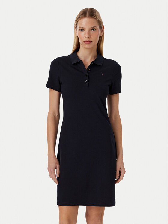 Tommy Hilfiger Ежедневна рокля 1985 Slim Pique Polo Dress Ss WW0WW42048 Slim Fit