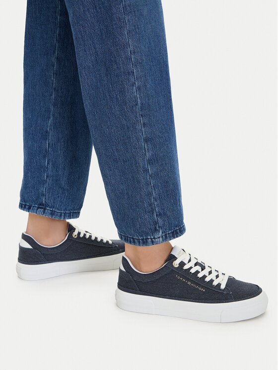 Tommy Hilfiger Сникърси Th Foxing Platform Washed Canvas FW0FW09172 Светлосиньо