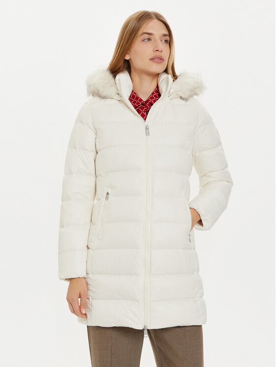 Tommy Hilfiger Пухено яке WW0WW43122 Екрю Regular Fit