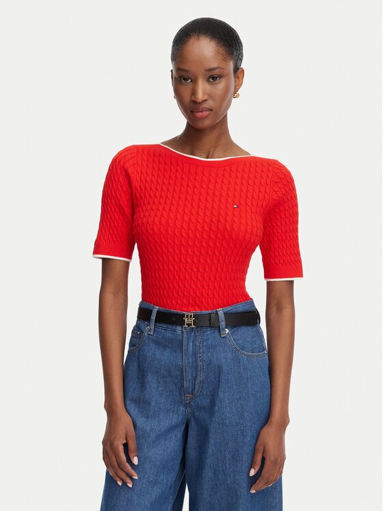 Tommy Hilfiger Пуловер Fine Gg Cable Boat WW0WW50103 Regular Fit
