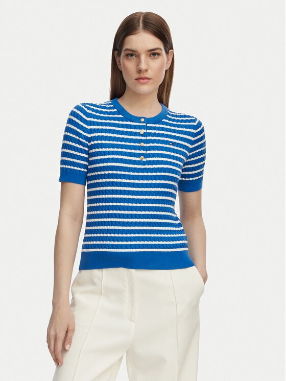 Tommy Hilfiger Тениска с яка и копчета WW0WW49613 Slim Fit
