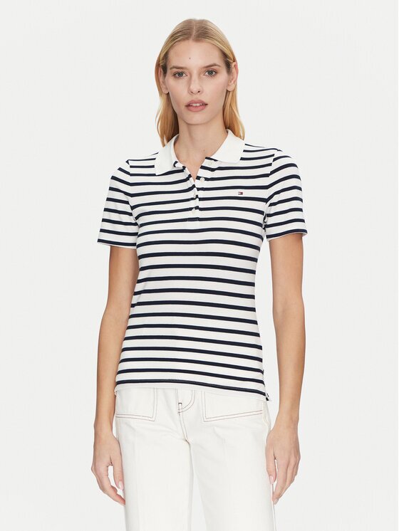 Tommy Hilfiger Тениска с яка и копчета 1985 WW0WW43225 Slim Fit