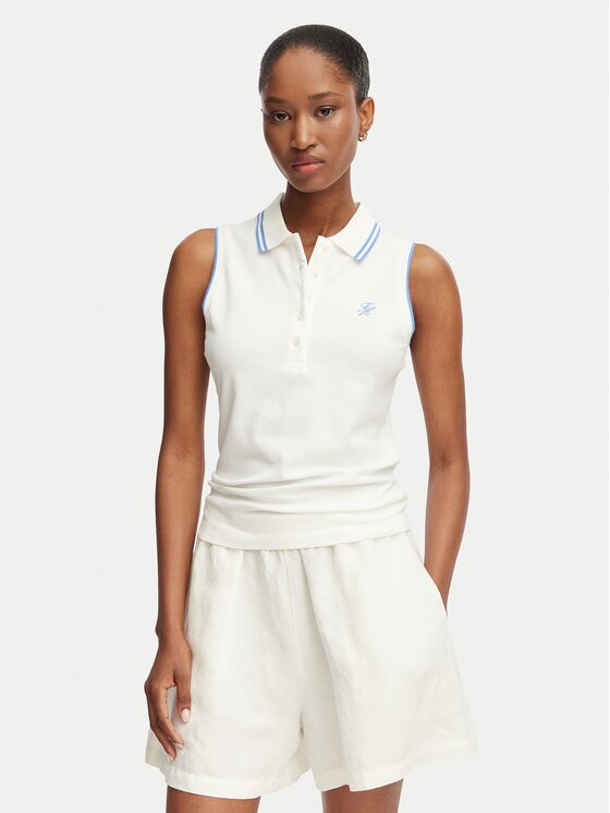 Tommy Hilfiger Тениска с яка и копчета 1985 WW0WW49561 Slim Fit