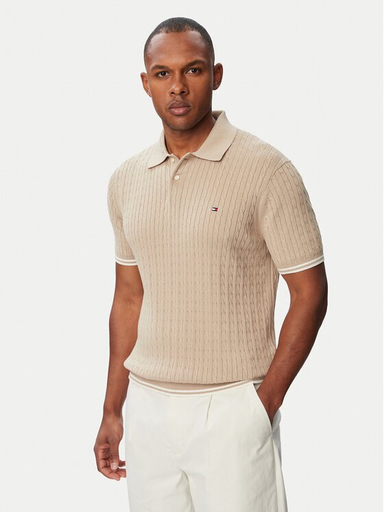 Tommy Hilfiger Тениска с яка и копчета MW0MW40701 Regular Fit