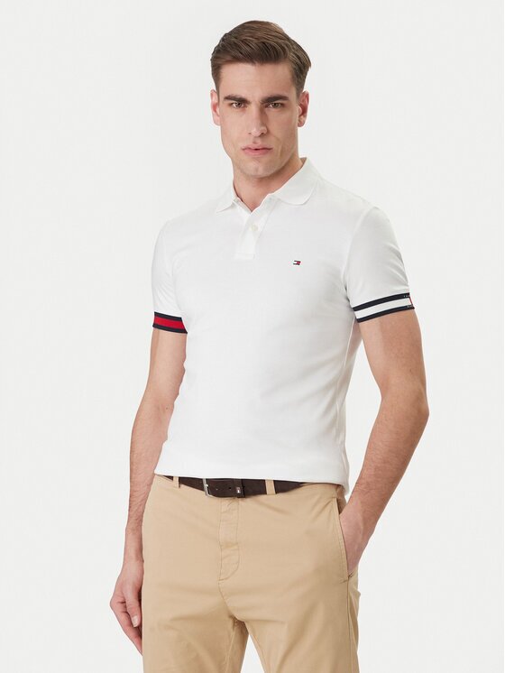 Tommy Hilfiger Тениска с яка и копчета MW0MW42743 Slim Fit