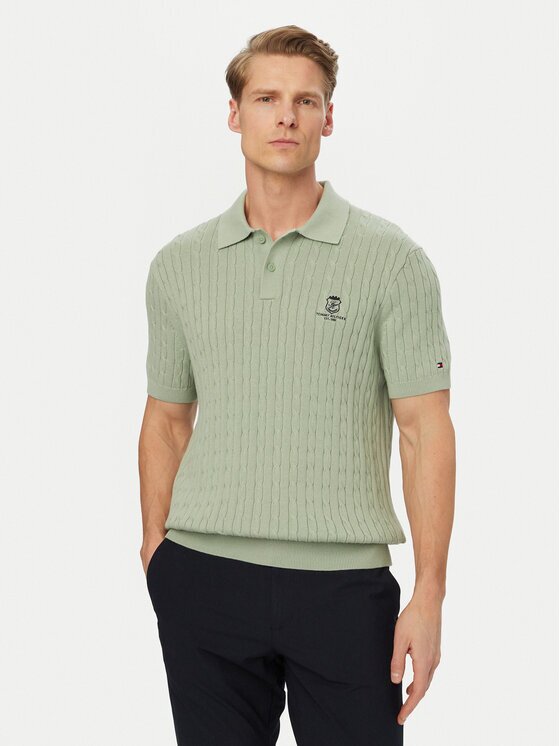 Tommy Hilfiger Тениска с яка и копчета MW0MW42788 Regular Fit